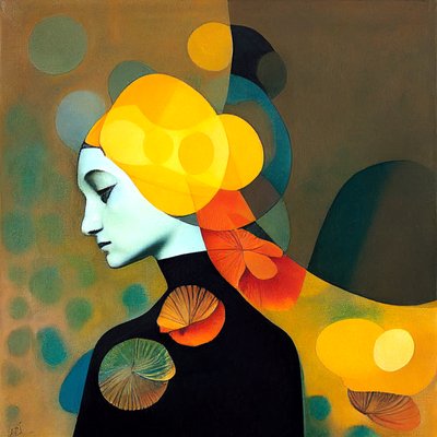 Abstraktní přemýšlivá žena, inspirovaná romina ressia, nástěnné umělecké tisky od F. Abderrahim