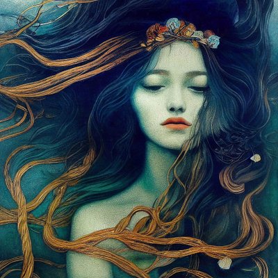 Krásná dívka s vlasy tančícími ve větru, realistické abstraktní plátno, od F. Abderrahim