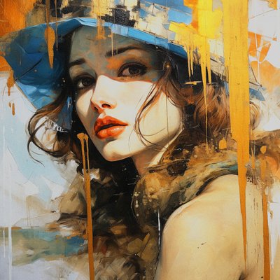 Módní návrh skica žena, detailní olejomalba, Wall Art | Obrazy na plátně od F. Abderrahim