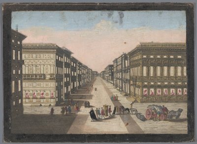 Gezicht op de Strada Nuova te Genua Pohled na Stradu Nuova od familie Remondini (attributed to)