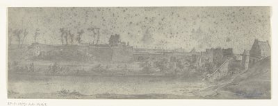 Pohled na Maastricht, 1672 Fotografie kreseb francouzské invaze do Nizozemska v roce 1672 od Adama Franse van der Meulena dochované v Manufacture des Gobelins (název série) od frères Moreau