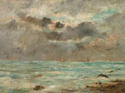 Pobřeží v Trouville od imitator of Eugène Boudin