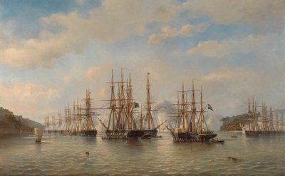 Nizozemské, anglické, francouzské a americké eskadry v japonských vodách během expedice vedené francouzským velitelem Constantem Jaurèsem, září 1864 od jonkheer Jacob Eduard van Heemskerck