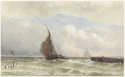 Přístav Vlissingen s připlouvající plachetnicí od jonkheer Jacob Eduard van Heemskerck