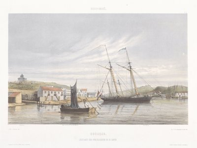 Kotviště pro válečné lodě v přístavu Curaçao Pohledy z nizozemské Západní Indie (název série) od jonkheer Jacob Eduard van Heemskerck