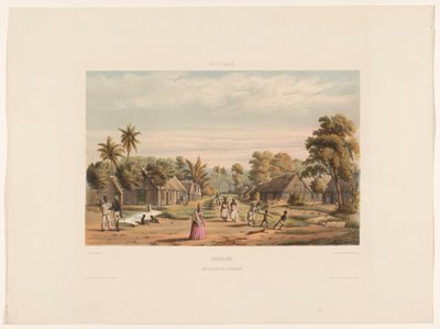 Ubikace otroků na plantáži Tábor otroků Surinam. Otrocký tábor na plantážích (název na objektu) od jonkheer Jacob Eduard van Heemskerck