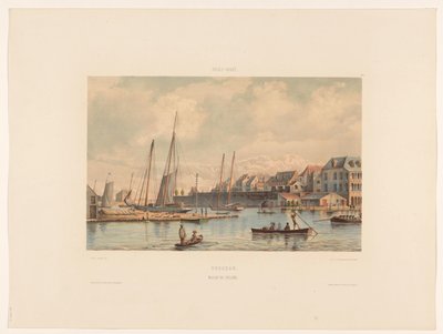 Waaigat a městské hradby Willemstad Curacao. Waaigat a městské hradby (název na objektu) od jonkheer Jacob Eduard van Heemskerck