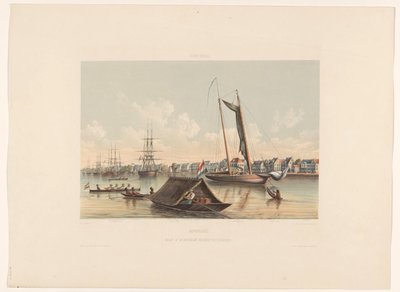 Nábřeží a roadstead v Paramaribo Surinam. Pohled na Waterkant a Roadstead of Paramaribo (název na objektu) od jonkheer Jacob Eduard van Heemskerck