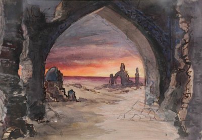 Scénografie ke hře Rupture Grass od E. Goslavského, 1901 od karl Fyodorovich Valz