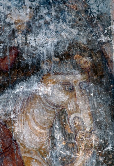 Kůň, freska v kostele Agia Paraskevi, Anisaraki, Kréta, Řecko (foto) od Theodore Charles Ange Coquelin