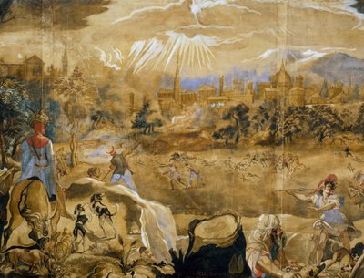 Lov jelenů (s ideálním výhledem na Florencii v pozadí), detail, c.1565 od or Zuccaro Federico Zuccari