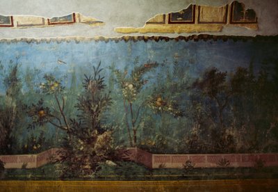 Freska zobrazující zahradu se stromy a ptáky z domu Livia na kopci Palatine, Řím, Itálie. římská civilizace od Unbekannt Unbekannt