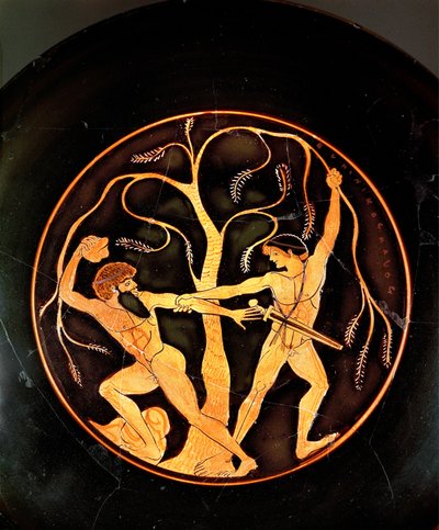 Theseus s loupežníkem Sinisem (keramika) od painting Elpinikos