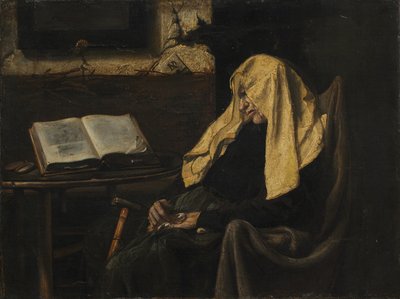 Stará žena spí od possibly France, mid 19th Century