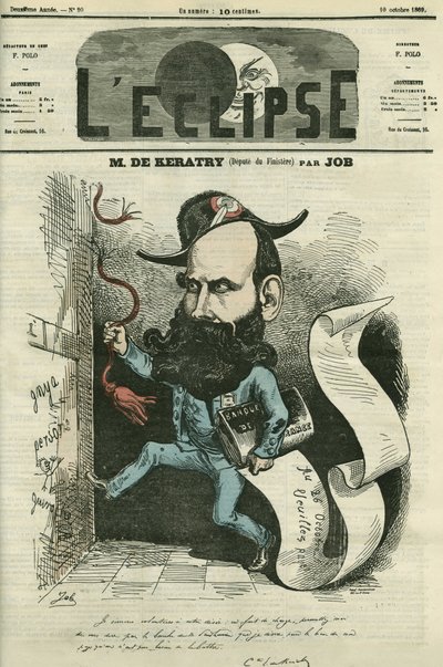 Cartoon Emile Keratry (1832-1904), francouzský politik. Obálka „“L