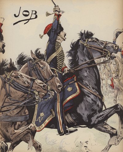 Francouzský jezdec z napoleonských válek (barevné lito) od pseudonym for Onfray de Breville Jacques Job