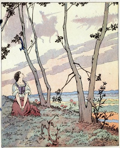 Jdi do Orleansu a posvěť krále do Remeše. Slova, která slyšela Johanka z Arku (1412-1431), když byla pastýřem v Lotrinsku. Ilustrace Joba (Jacques Marie Gaston Onfray a Breville) (Jacques-Marie) (1858-1931) pro knihu „Les grands mots historiques d od pseudonym for Onfray de Breville Jacques Job
