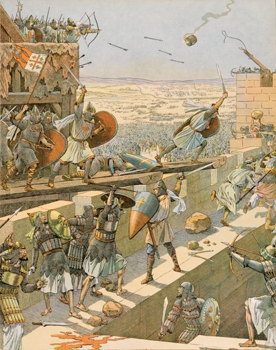 Jacques Marie Gaston Onfroy de Breville dit JOB (1858-1931) - Historie Belgie: Englebert a Lietaud de Tournai, Tournaisian croises, zaútočili na první v Jeruzalémě v roce 1099, Soukromá sbírka od pseudonym for Onfray de Breville Jacques Job