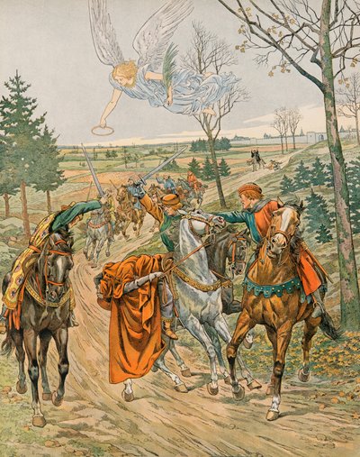 Jacques Marie Gaston Onfroy de Breville dit JOB (1858-1931) - Historie Belgie: Saint Albert z Lovaně (asi 1166-1192), princ z Lutychu je v roce 1192 zavražděn šekary císaře Jindřicha VI., Soukromá sbírka od pseudonym for Onfray de Breville Jacques Job