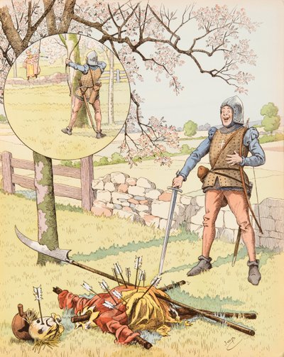 Jacques Marie Gaston Onfroy de Breville dit JOB (1858-1931) - Le Franc Archer de Bagnolet (komiksové dílo z 15. století s fanfaronským vojákem), soukromá sbírka od pseudonym for Onfray de Breville Jacques Job