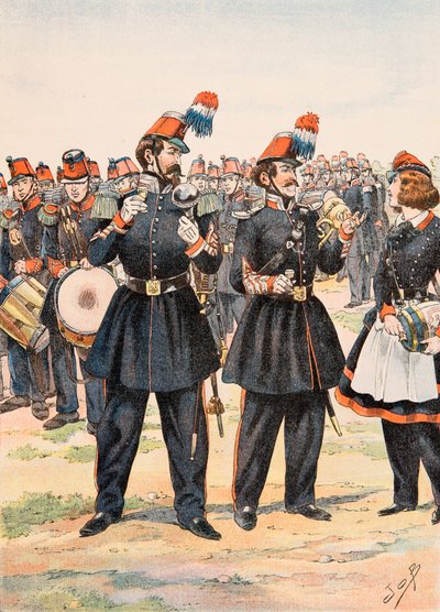 Jacques Marie Gaston Onfroy de Breville dit JOB (1858-1931) - Oblečení francouzských jednotek všech dob: Tambour Major, dirigent hudby a cantiniere Moblie Guard od pseudonym for Onfray de Breville Jacques Job