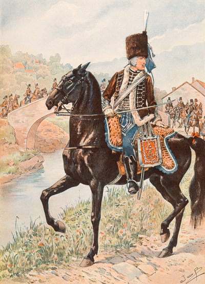 Jacques Marie Gaston Onfroy de Breville dit JOB (1858-1931) - Výstroj francouzských jednotek všech dob: Plukovník husarů z Chamborantu (1784), soukromá sbírka od pseudonym for Onfray de Breville Jacques Job