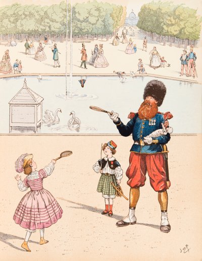 Jacques Marie Gaston Onfroy de Breville dit JOB (1858-1931) - Sapper (francouzský armádní sapeur ve veřejné zahradě si hraje se svými dětmi), soukromá sbírka od pseudonym for Onfray de Breville Jacques Job