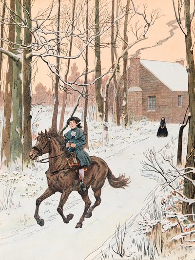 Jacques Marie Gaston Onfroy de Breville dit JOB (1858-1931) - Mladý George Washington (1732 - 1799) odešel z rodinného domu v roce 1740 do Old Field School, Private Collection od pseudonym for Onfray de Breville Jacques Job
