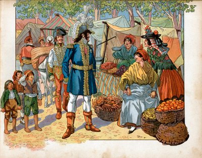 Joachim Murat (1767-1815) na schodech ve Španělsku. Rytina Jacques Marie Gaston Onfray de Breville dit Job (1858-1931) od pseudonym for Onfray de Breville Jacques Job