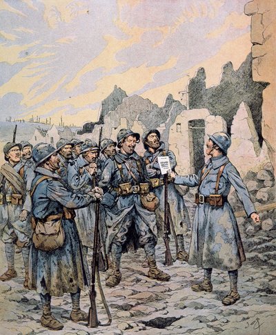 Vzpoura ve francouzské armádě na západní frontě, duben-květen 1917 (barva lito) od pseudonym for Onfray de Breville Jacques Job