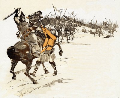 Nikdy nelze přijmout odpověď šachového krále Ludvíka VI. Velkého (1081-1137), krále Franků, zabitím anglického vojáka, který popadl uzdu svého koně, a řekl: „Král je chycen! „“ v bitvě u Brenneville v Normandii 20. dubna od pseudonym for Onfray de Breville Jacques Job