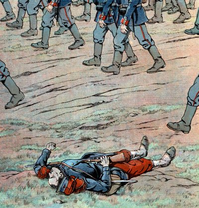 Prusové napadající Francii: mrtvý francouzský voják od pseudonym for Onfray de Breville Jacques Job