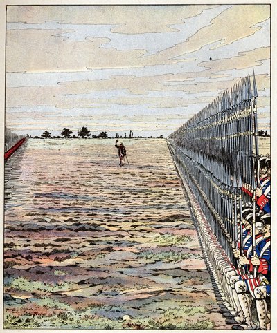 Zastřelte první anglická slova, pánové, hraběte z Auteroche vyslovená v bitvě u Fontenoy dne 11.05.1745 během války o rakouské dědictví (1740-1748). Ilustrace Job (Jacques Marie Gaston Onfray a Breville) (Jacques-Marie) (185 od pseudonym for Onfray de Breville Jacques Job