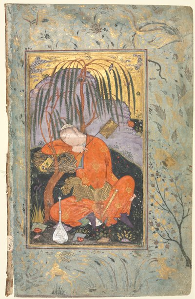 Spící mládí (verso), Ilustrace z jednostránkového rukopisu od style of Riza yi Abbasi