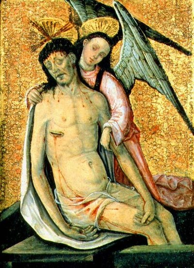 Mrtvý Kristus podporovaný andělem od the Elder Rodrigo de Osona