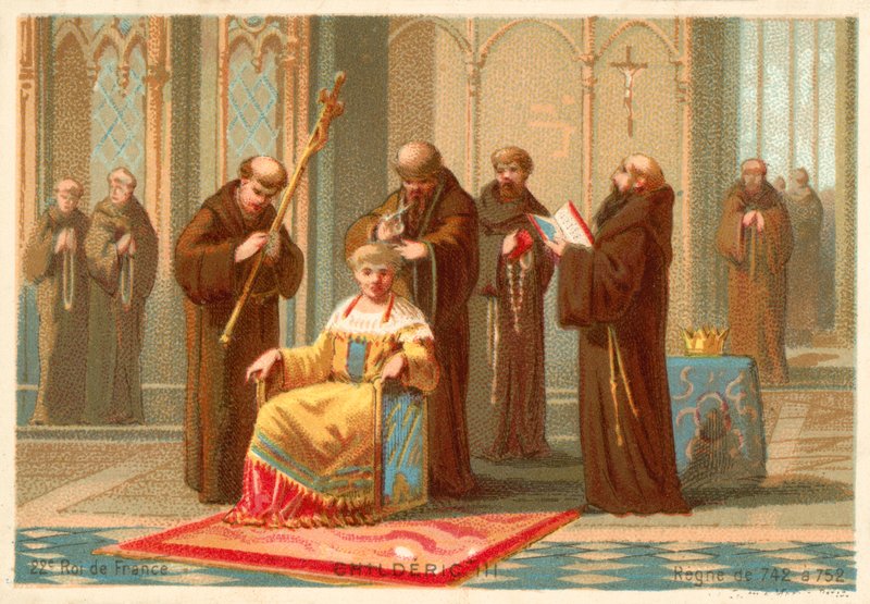 Sesazení Childerica III., franského krále, 752. od French School