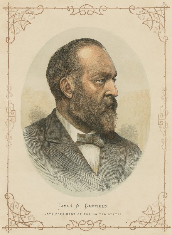 James A Garfield, 20. prezident Spojených států (barevná rytina) od (after) American School