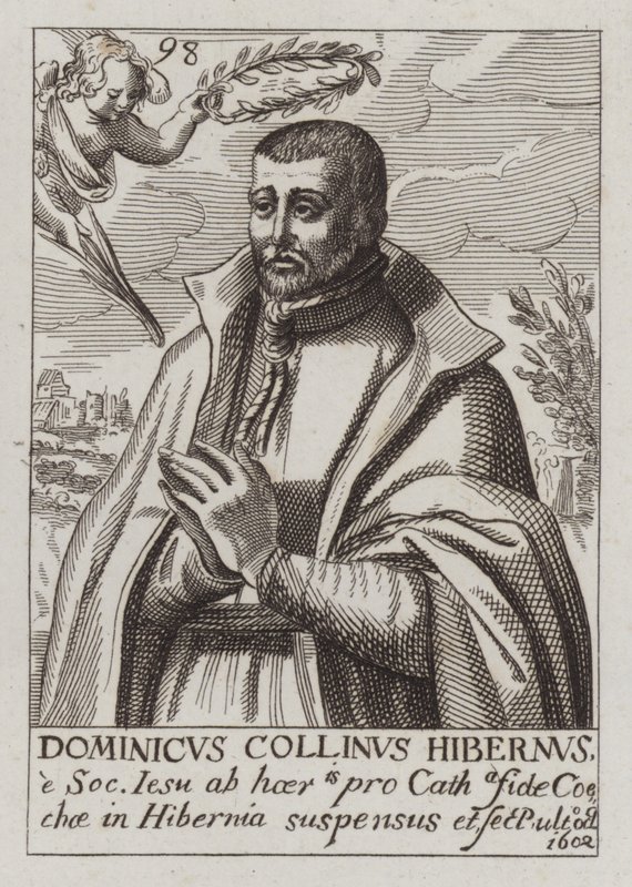 Dominic Collins, irský jezuita a katolický mučedník (rytina) od (after) English School