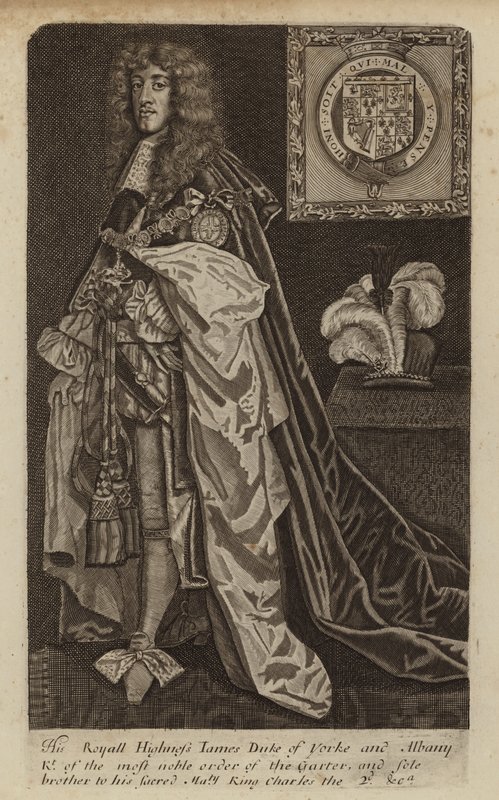 James II a VII, král Anglie, Skotska a Irska, když vévoda z Yorku (rytina) od (after) English School