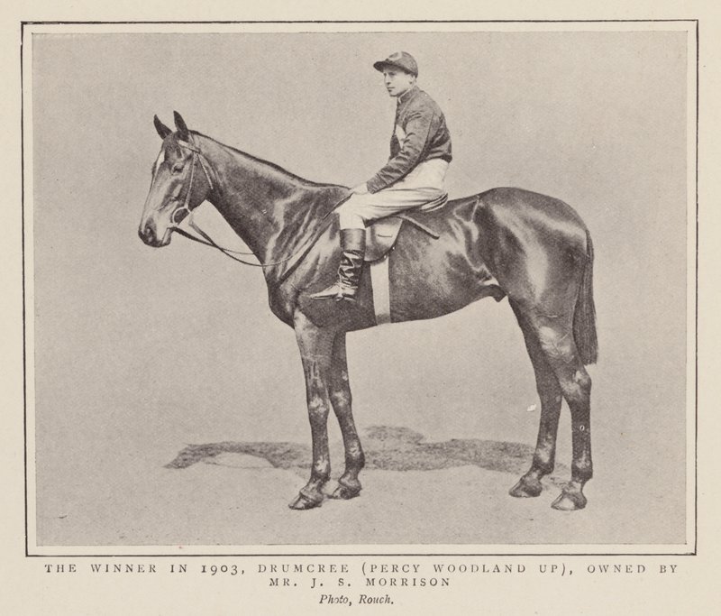 Drumcree, vítěz dostihu Grand National z roku 1903 (čb fotografie) od (after) English photographer