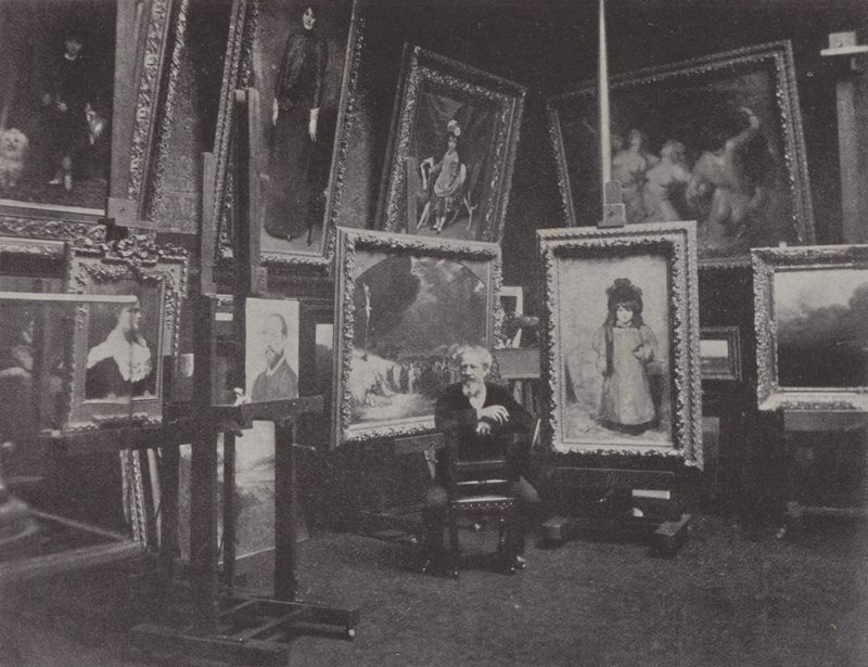 Francouzský malíř Carolus-Duran ve svém ateliéru (č/b foto) od (after) French Photographer