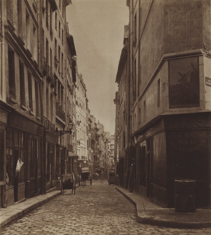 Rue des Moineaux kolem roku 1866, zničena, aby uvolnila místo pro avenue de l