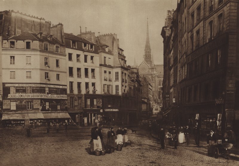 Staré náměstí Place Maubert (černobílá fotografie) od (after) French Photographer