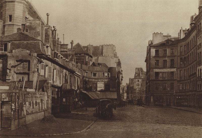 Náměstí Saint-Martin, při pohledu z rue Reaumur (černobílá fotografie) od (after) French Photographer