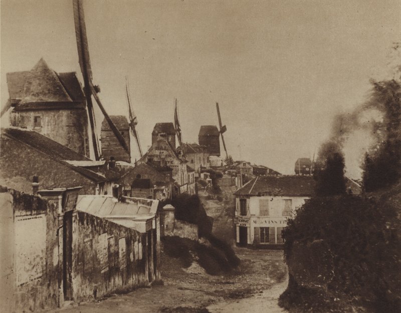 Mlýny na Montmartru v roce 1845 (čb foto) od (after) French Photographer