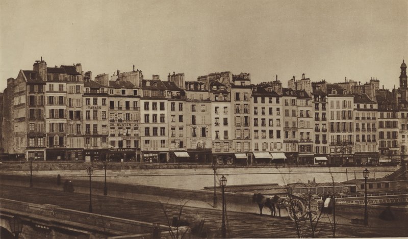 Quai Le Pelletier circa 1855, nyní součást Quai de Gesvres (černobílá fotografie) od (after) French Photographer