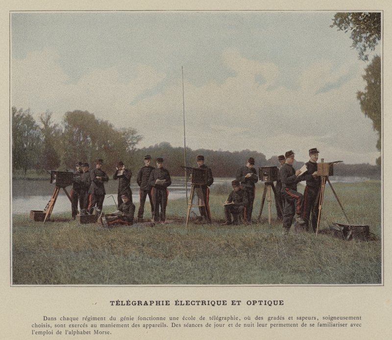 Elektrická a optická telegrafie (barevné foto) od (after) French Photographer