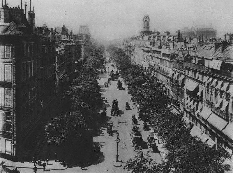 The Grand Boulevards na náměstí Druot (č/b foto) od (after) French Photographer