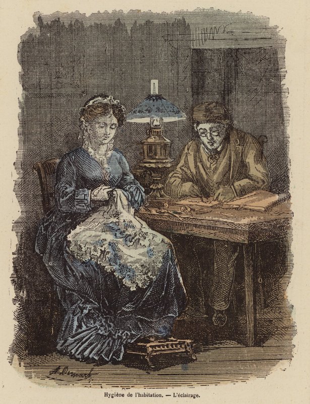 Zdravá úroveň osvětlení v domácnosti (barevné gravírování) od (after) French School