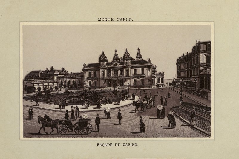 Monte Carlo, fasáda kasina (litografie) od (after) French School